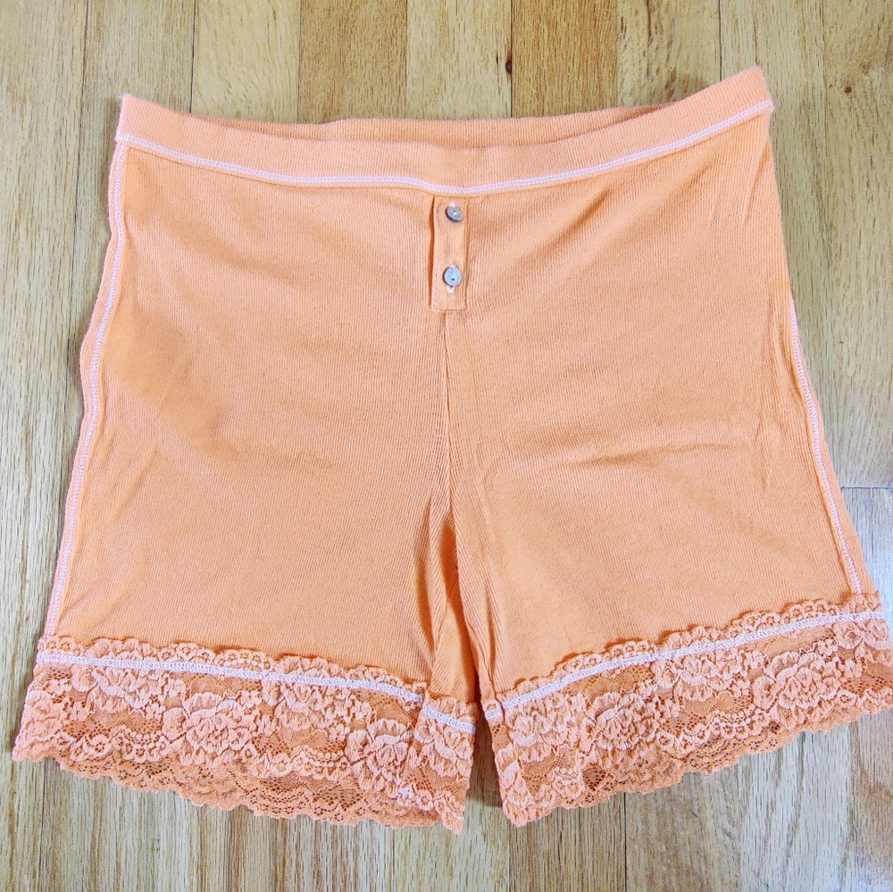 Free People Orange Cotton Shorts with Lace - Picture 2 of 6